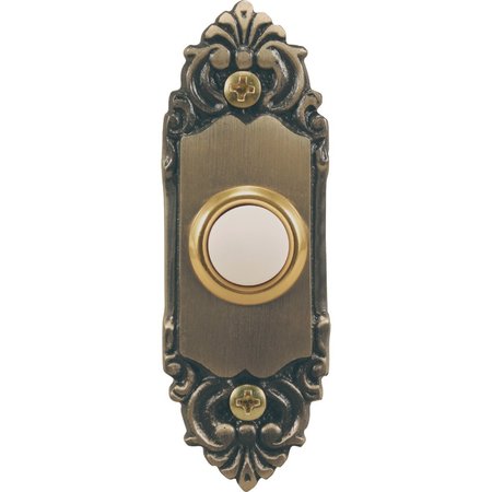 HEATH-ZENITH Doorbell Lt Btn Antq Brs SL-709-00